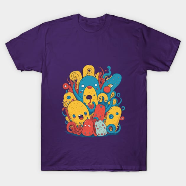 funny octopus cartoon T-Shirt by hippohost